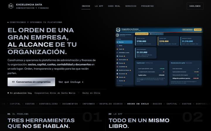 Portada de Excelencia Data: administración y finanzas para organizaciones.